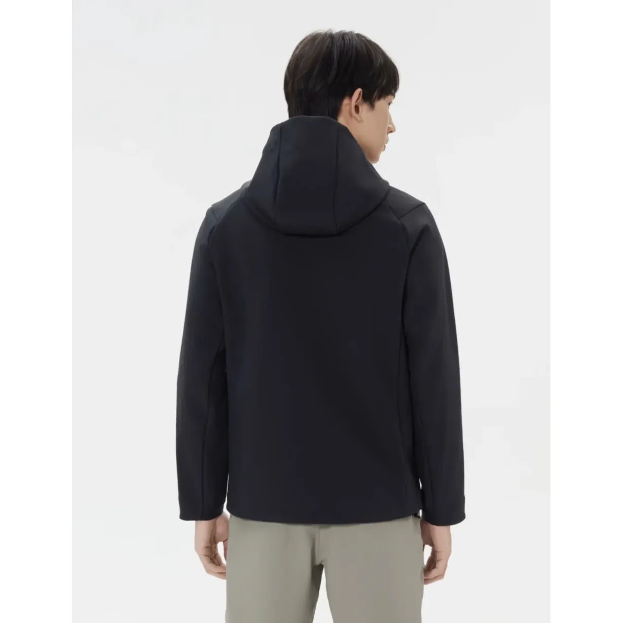 Kolon Men's Fleece-Lined Hooded Softshell Jacket - Black