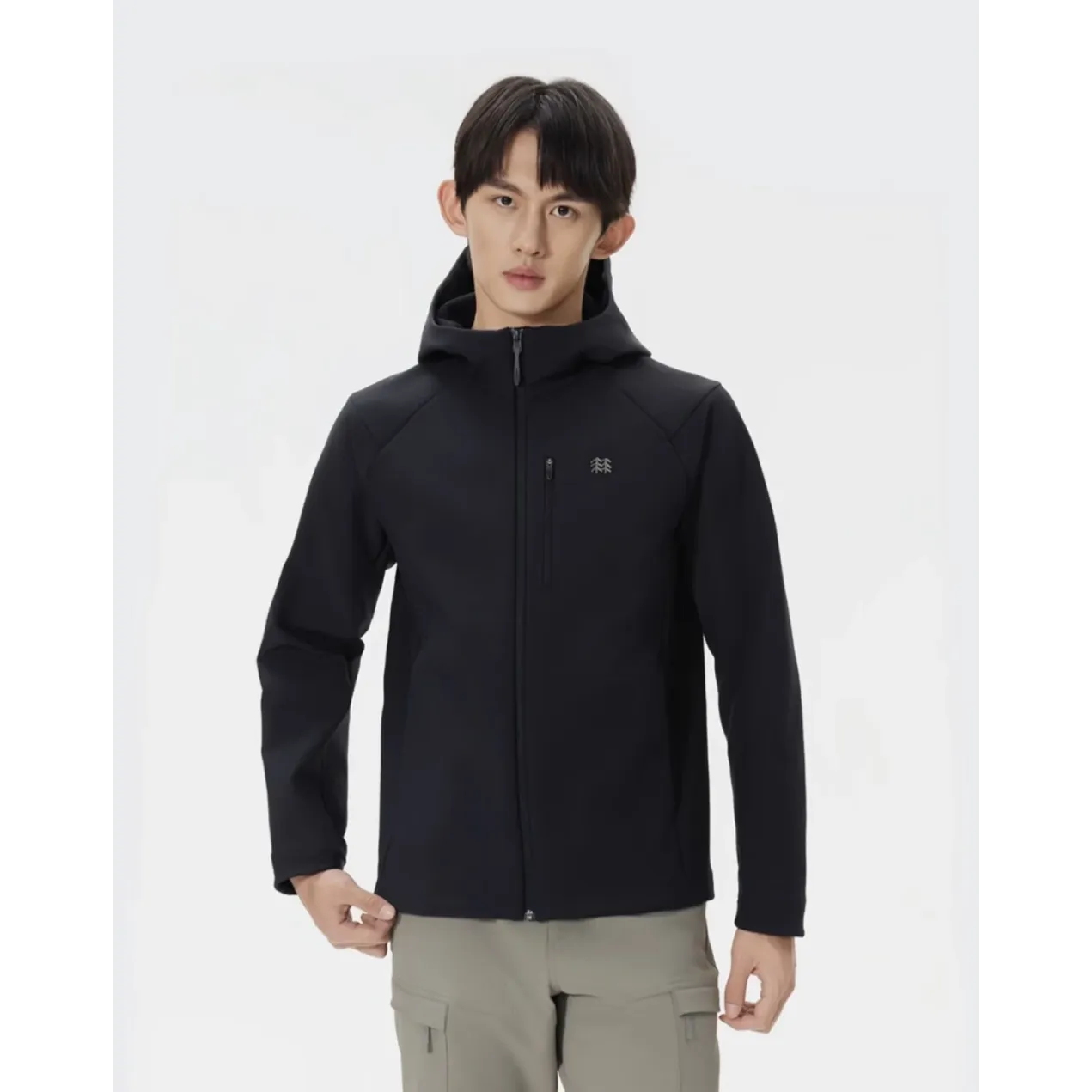 Kolon Men's Fleece-Lined Hooded Softshell Jacket - Black