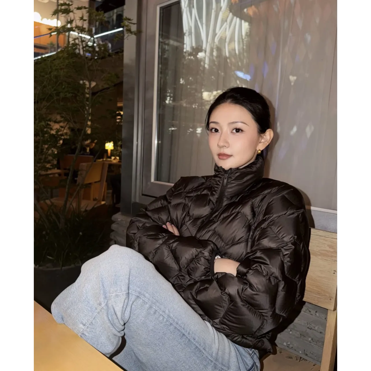 lululemon Women's Wave-Quilted Cropped Down Jacket - Black