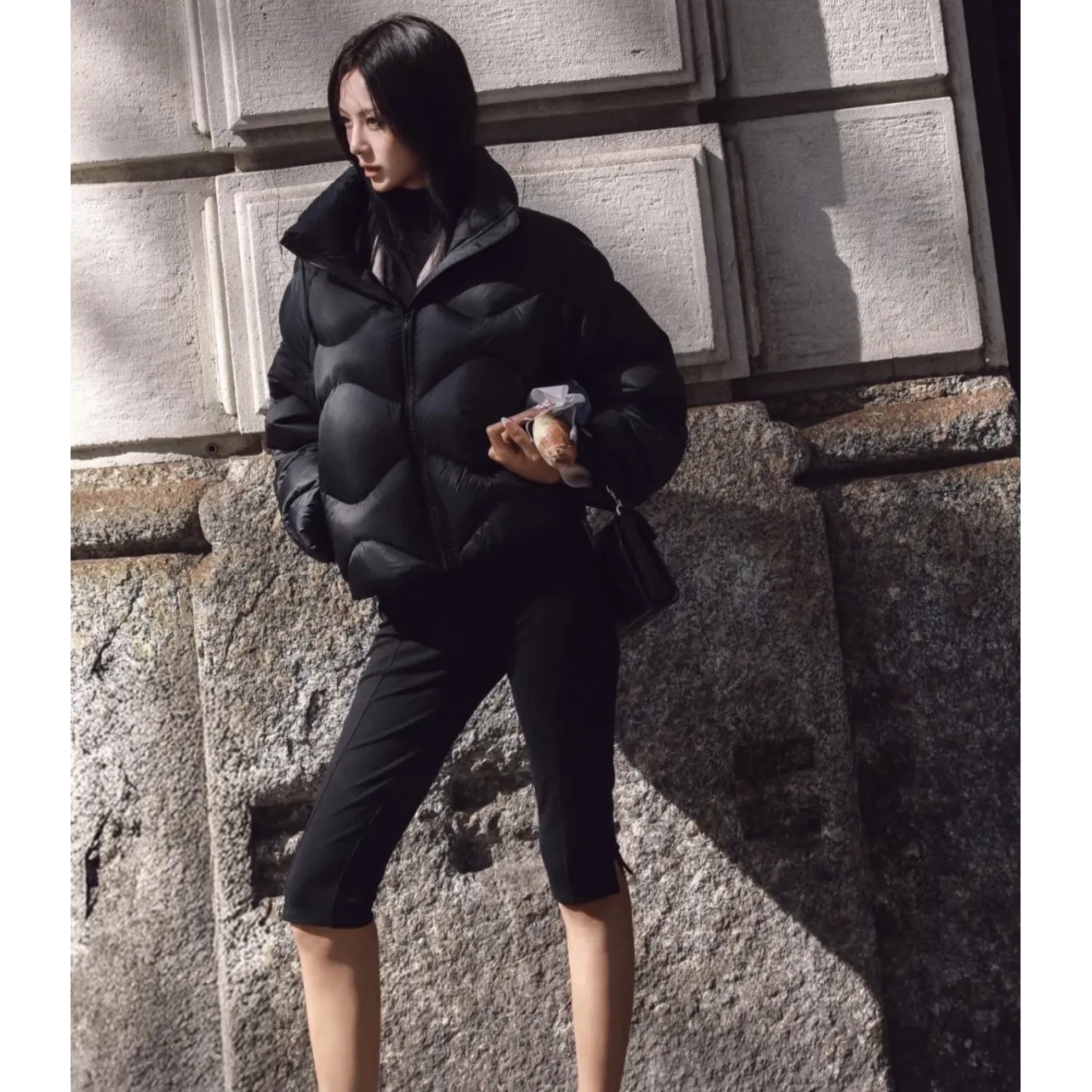 lululemon Women's Wave-Quilted Cropped Down Jacket - Black