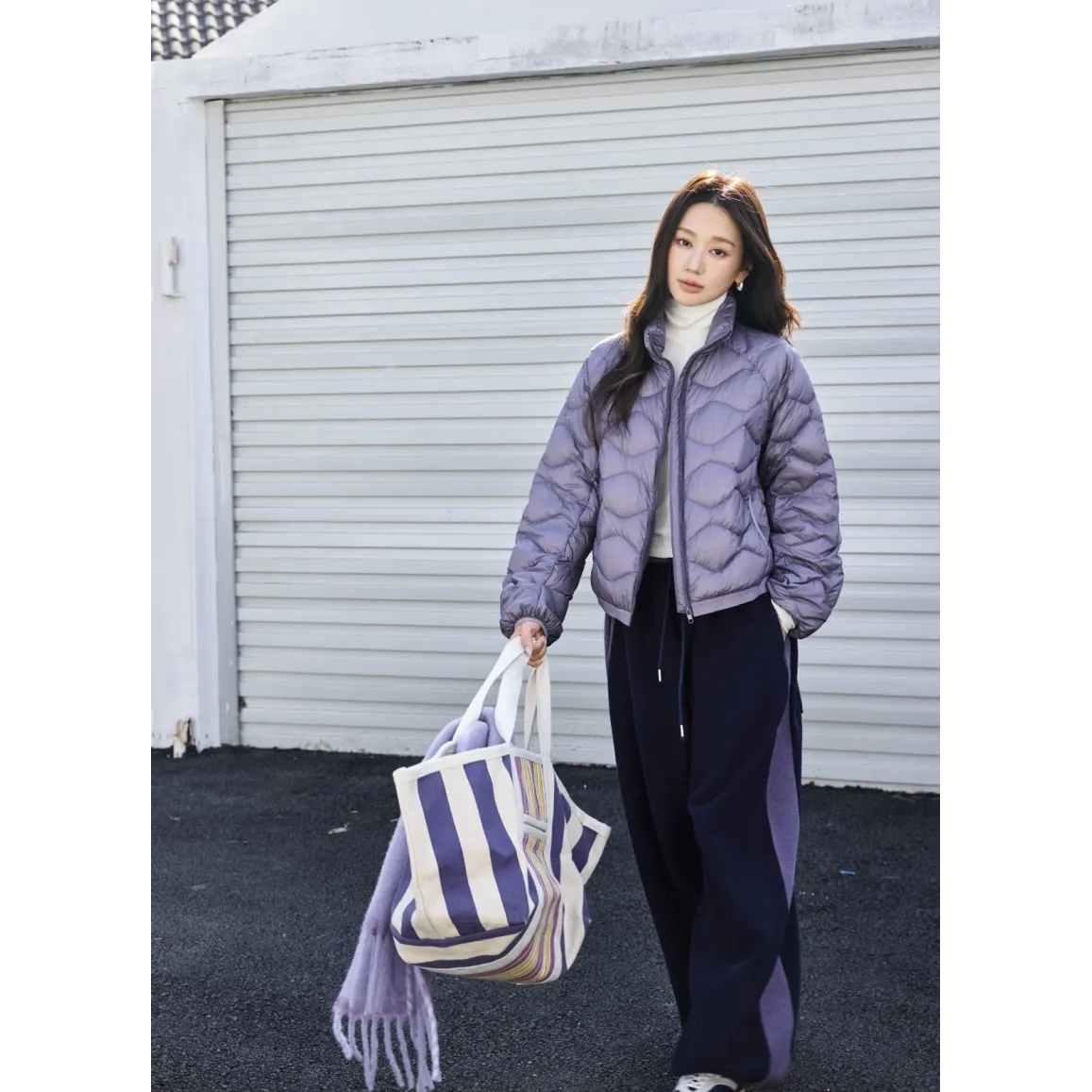 lululemon Women's Wave-Quilted Cropped Down Jacket - Grape Purple
