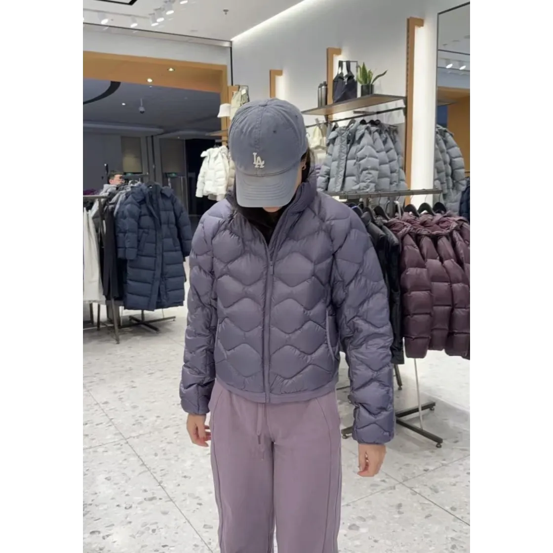 lululemon Women's Wave-Quilted Cropped Down Jacket - Grape Purple