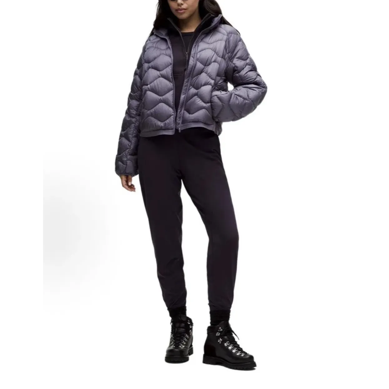 lululemon Women's Wave-Quilted Cropped Down Jacket - Grape Purple