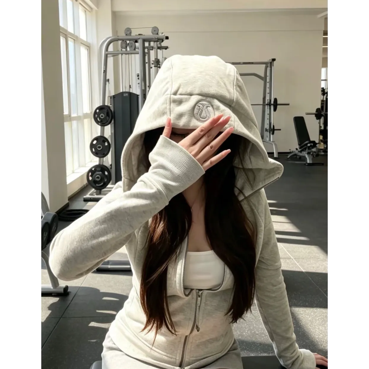 lululemon Scuba Fitted Waffle Sweatshirt - Very Light Grey