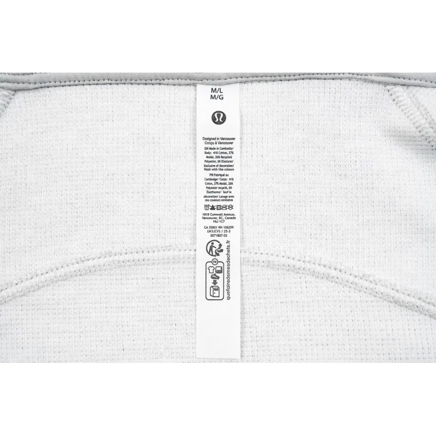 lululemon Scuba Fitted Waffle Sweatshirt - Very Light Grey
