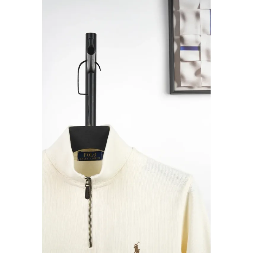 Ralph Lauren Embroidered Pony Half-Zip Sweatshirt - Off White