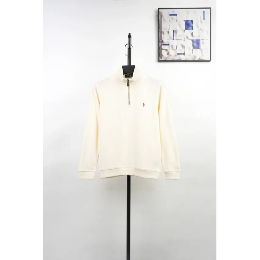Ralph Lauren Embroidered Pony Half-Zip Sweatshirt - Off White