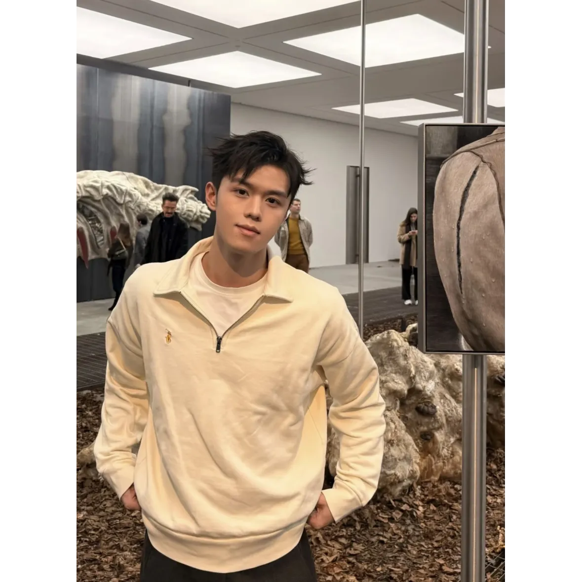 Ralph Lauren Embroidered Pony Half-Zip Sweatshirt - Off White