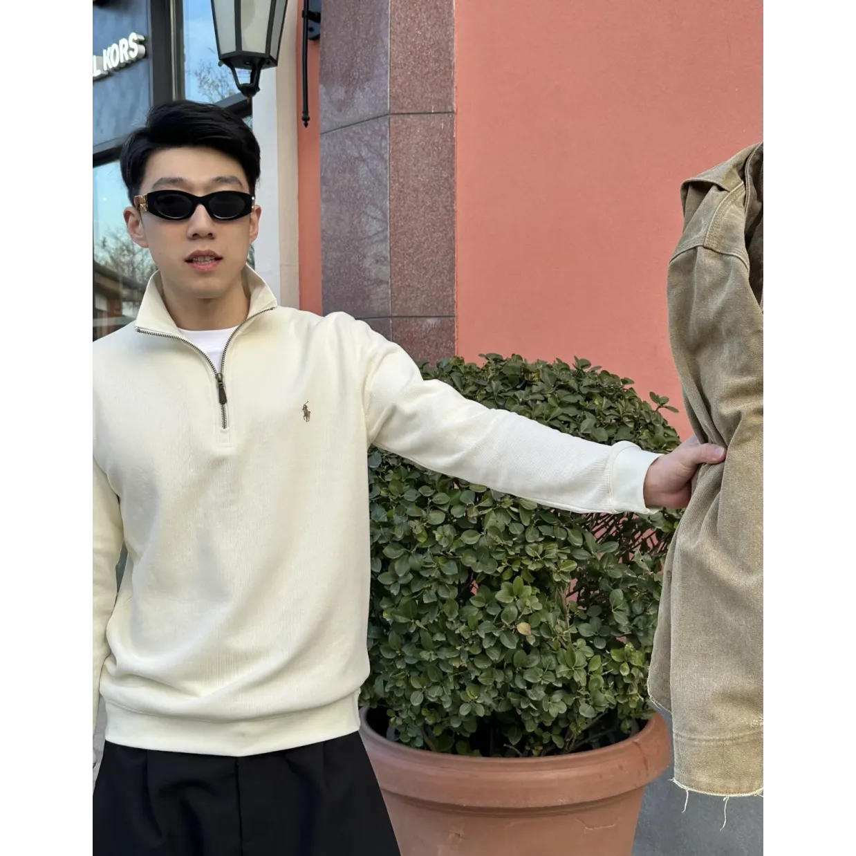 Ralph Lauren Embroidered Pony Half-Zip Sweatshirt - Off White