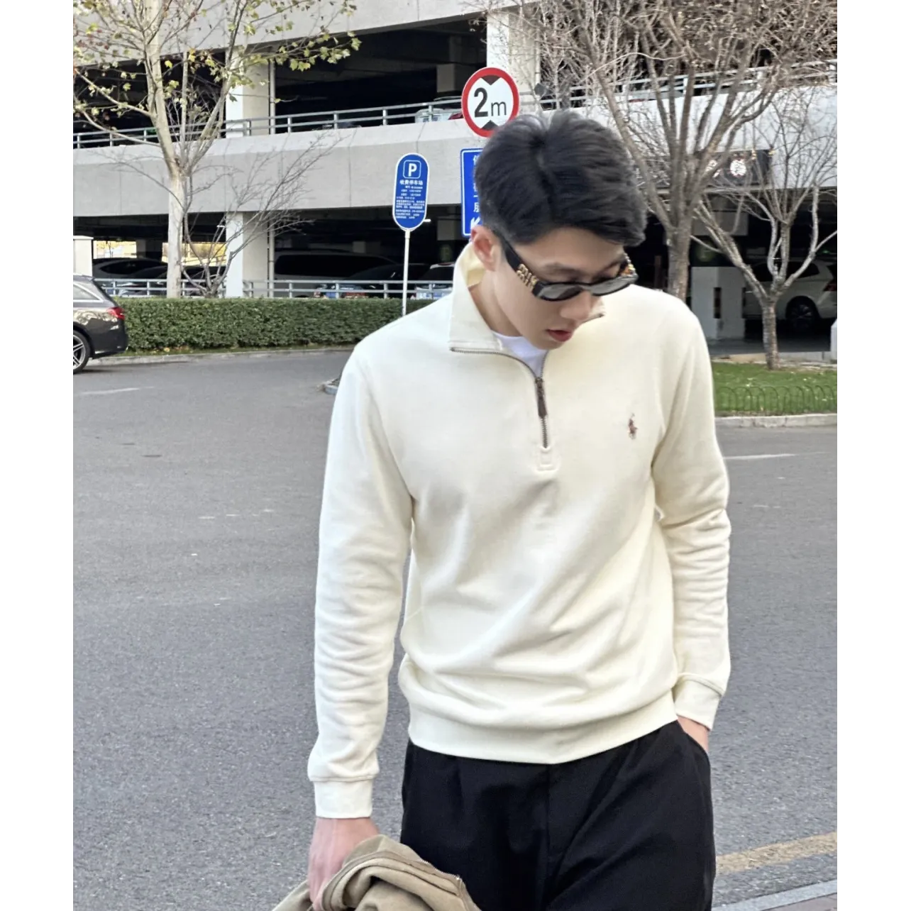 Ralph Lauren Embroidered Pony Half-Zip Sweatshirt - Off White