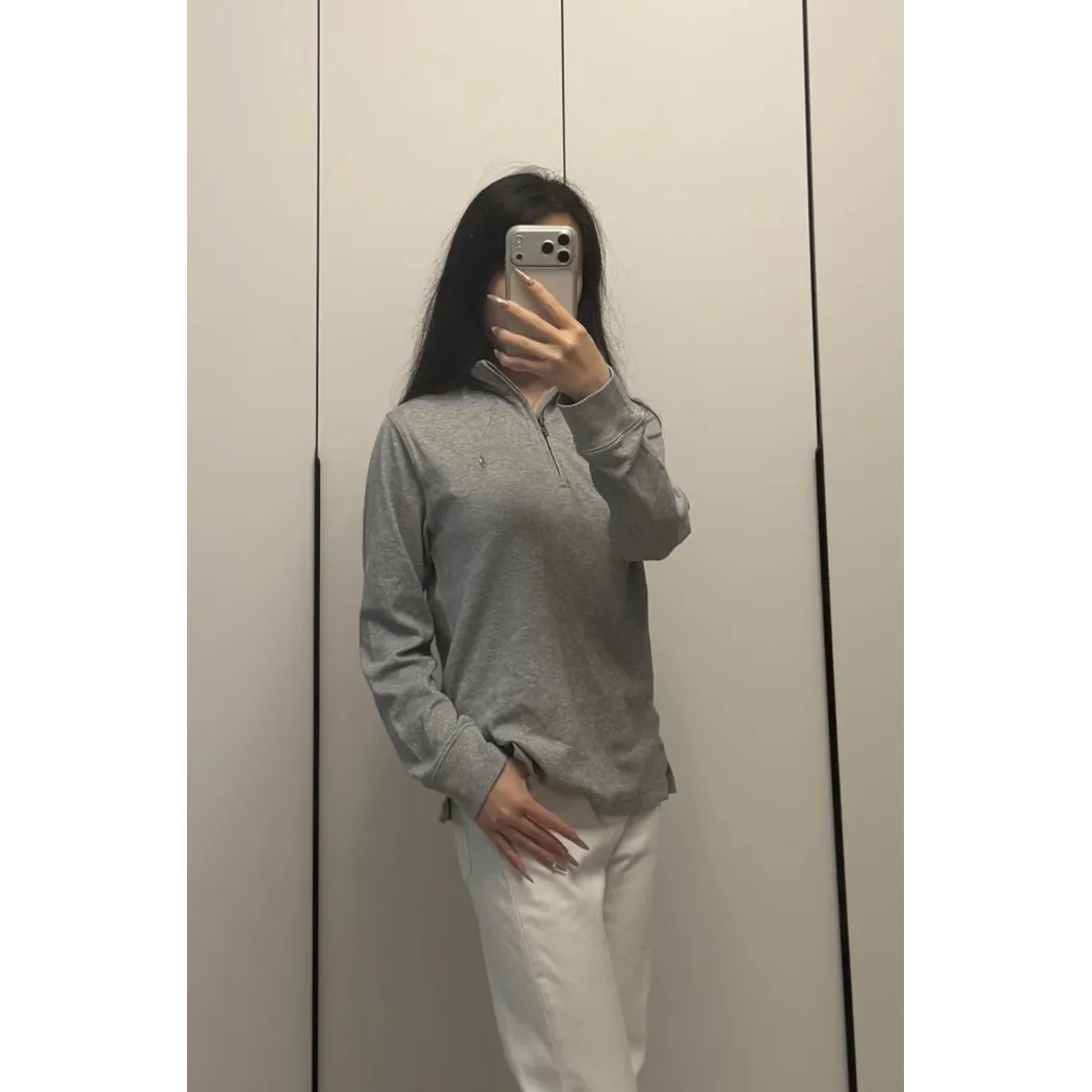 Ralph Lauren Embroidered Pony Half-Zip Sweatshirt - Grey