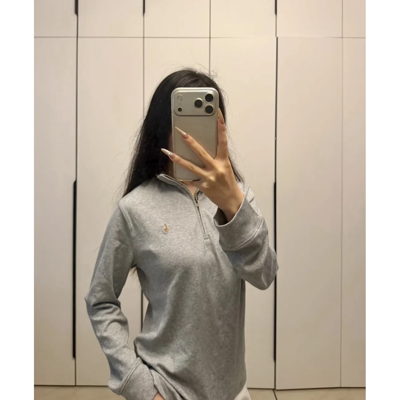 Ralph Lauren Embroidered Pony Half-Zip Sweatshirt - Grey