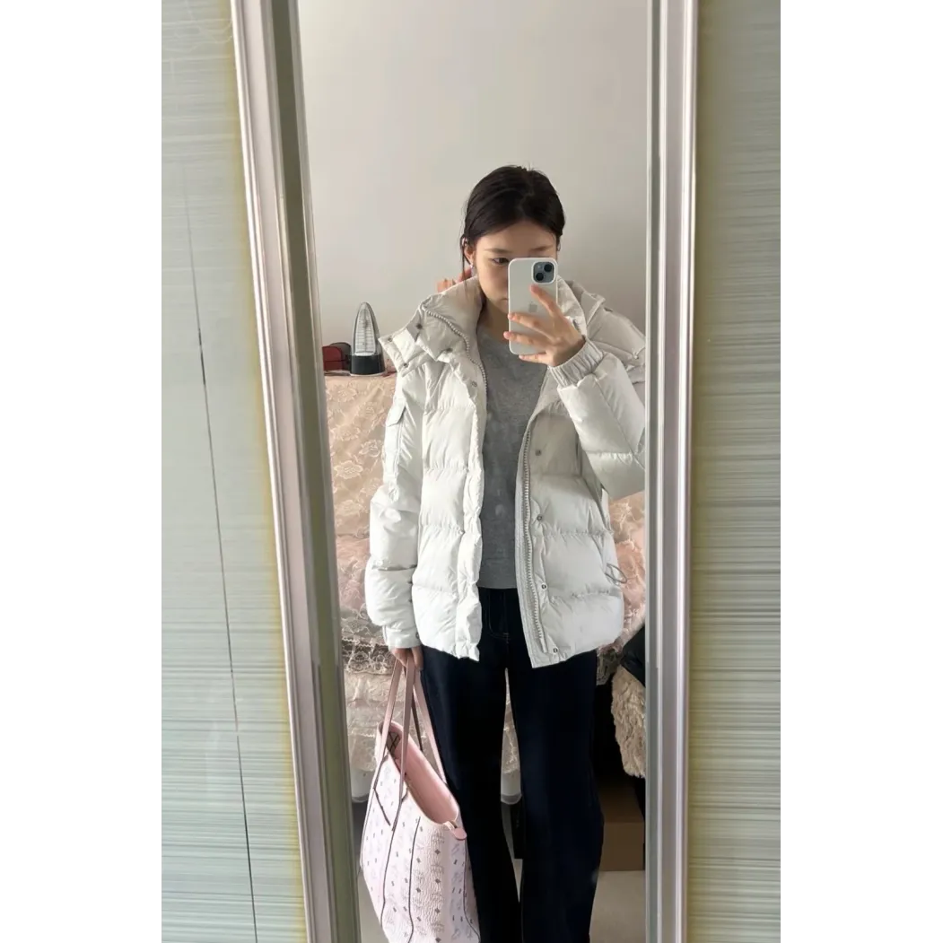 Moncler Maya Matte Cropped Hooded Down Jacket - White