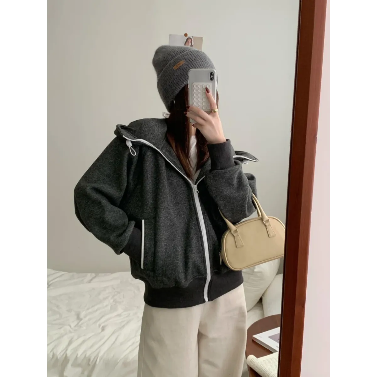 Canada Goose White Label Wool Fleece Hooded Jacket - Grey Black