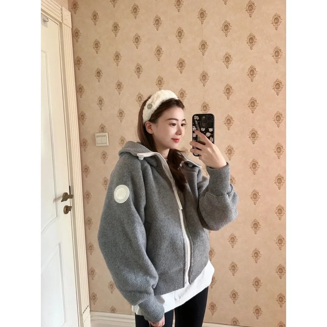 Canada Goose White Label Wool Fleece Hooded Jacket - Light Grey