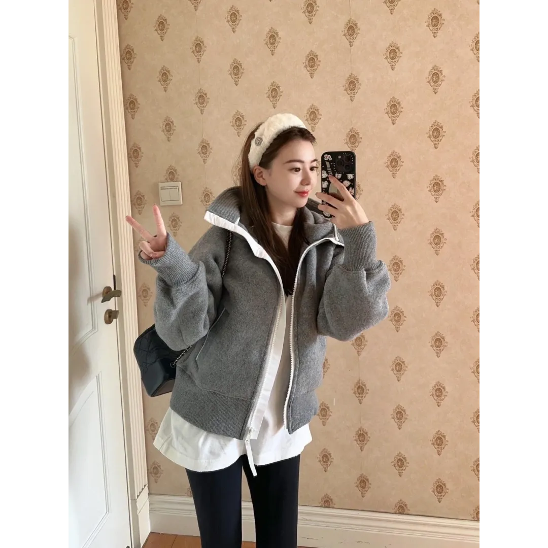 Canada Goose White Label Wool Fleece Hooded Jacket - Light Grey