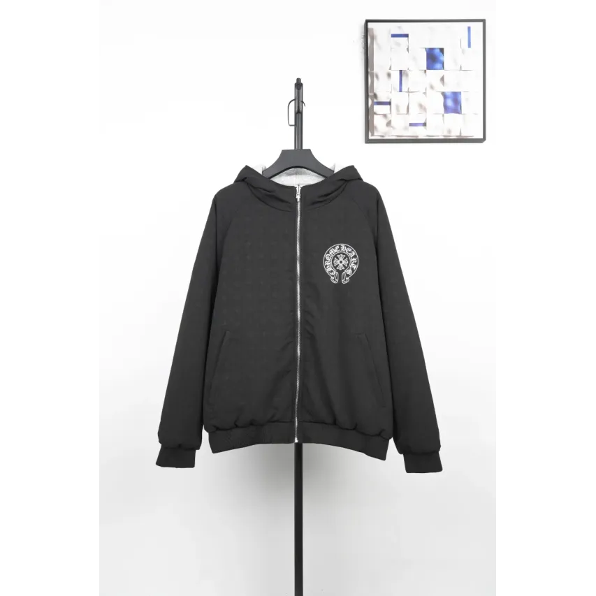 Chrome Hearts Sanskrit Scroll Reversible Hooded Padded Jacket
