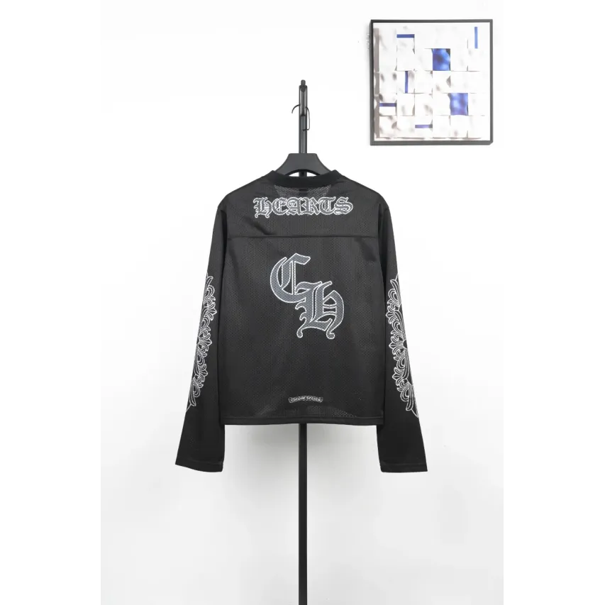 Chrome Hearts Matty Boy Long-Sleeve Mesh Hockey Jersey - Black
