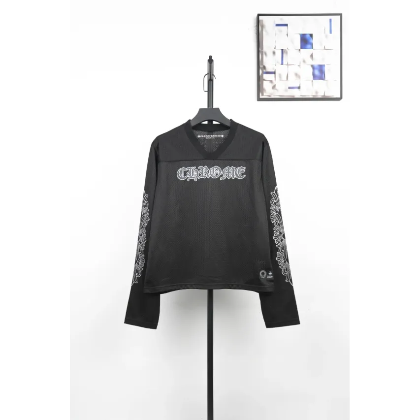 Chrome Hearts Matty Boy Long-Sleeve Mesh Hockey Jersey - Black