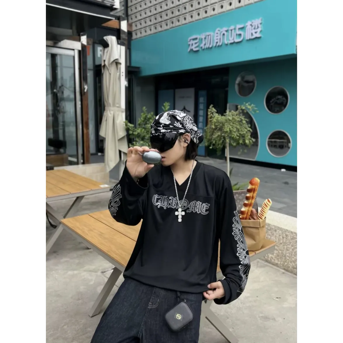 Chrome Hearts Matty Boy Long-Sleeve Mesh Hockey Jersey - Black