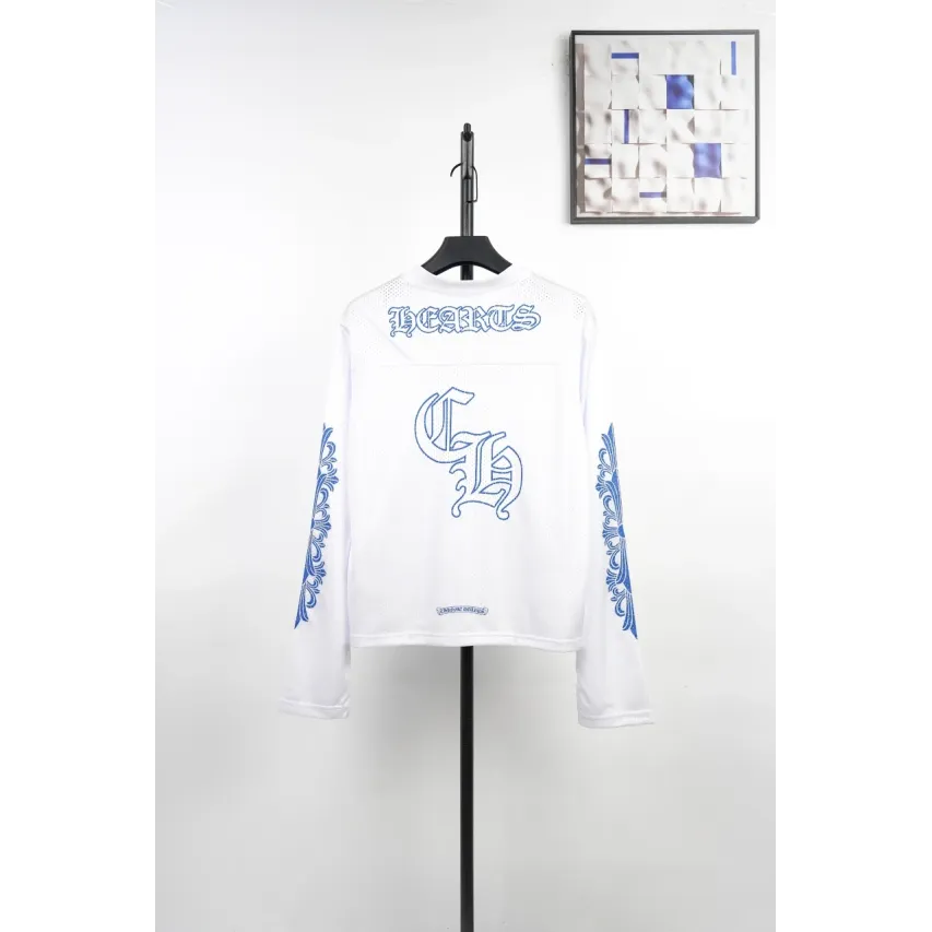 Chrome Hearts Matty Boy Long-Sleeve Mesh Hockey Jersey - White