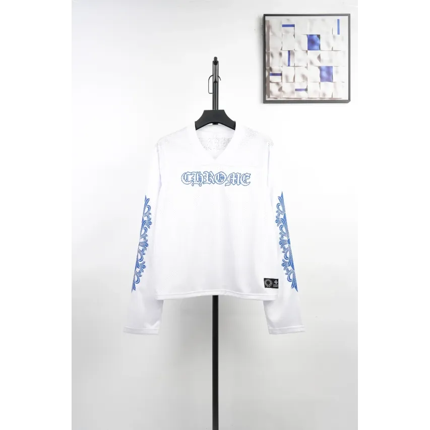 Chrome Hearts Matty Boy Long-Sleeve Mesh Hockey Jersey - White