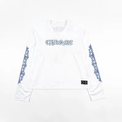Chrome Hearts Matty Boy Long-Sleeve Mesh Hockey Jersey - White