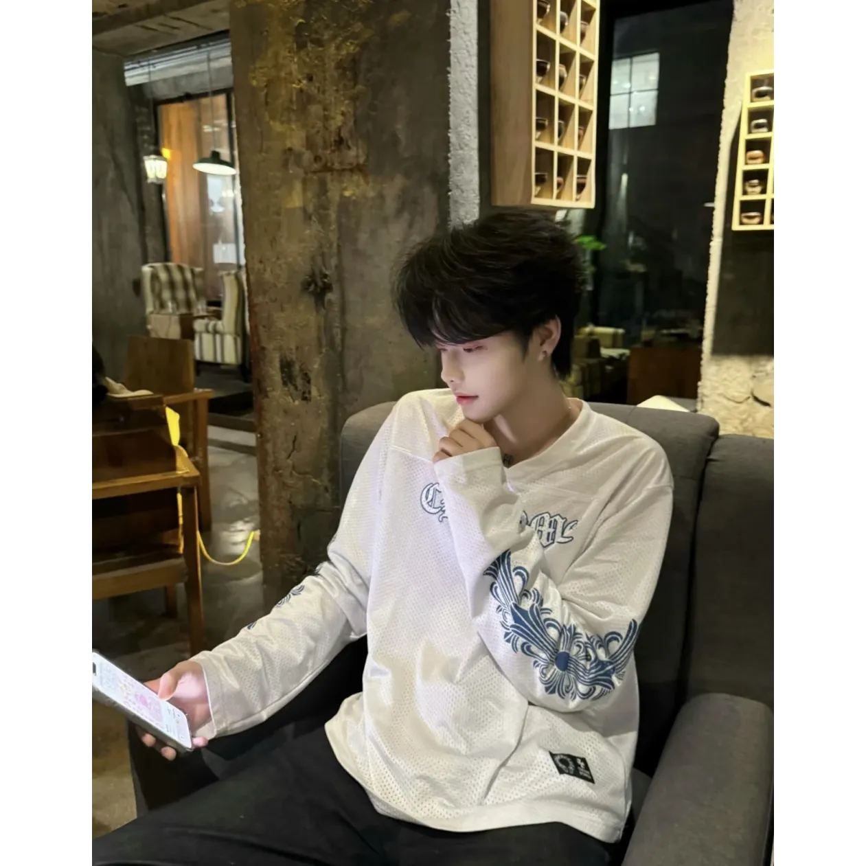 Chrome Hearts Matty Boy Long-Sleeve Mesh Hockey Jersey - White