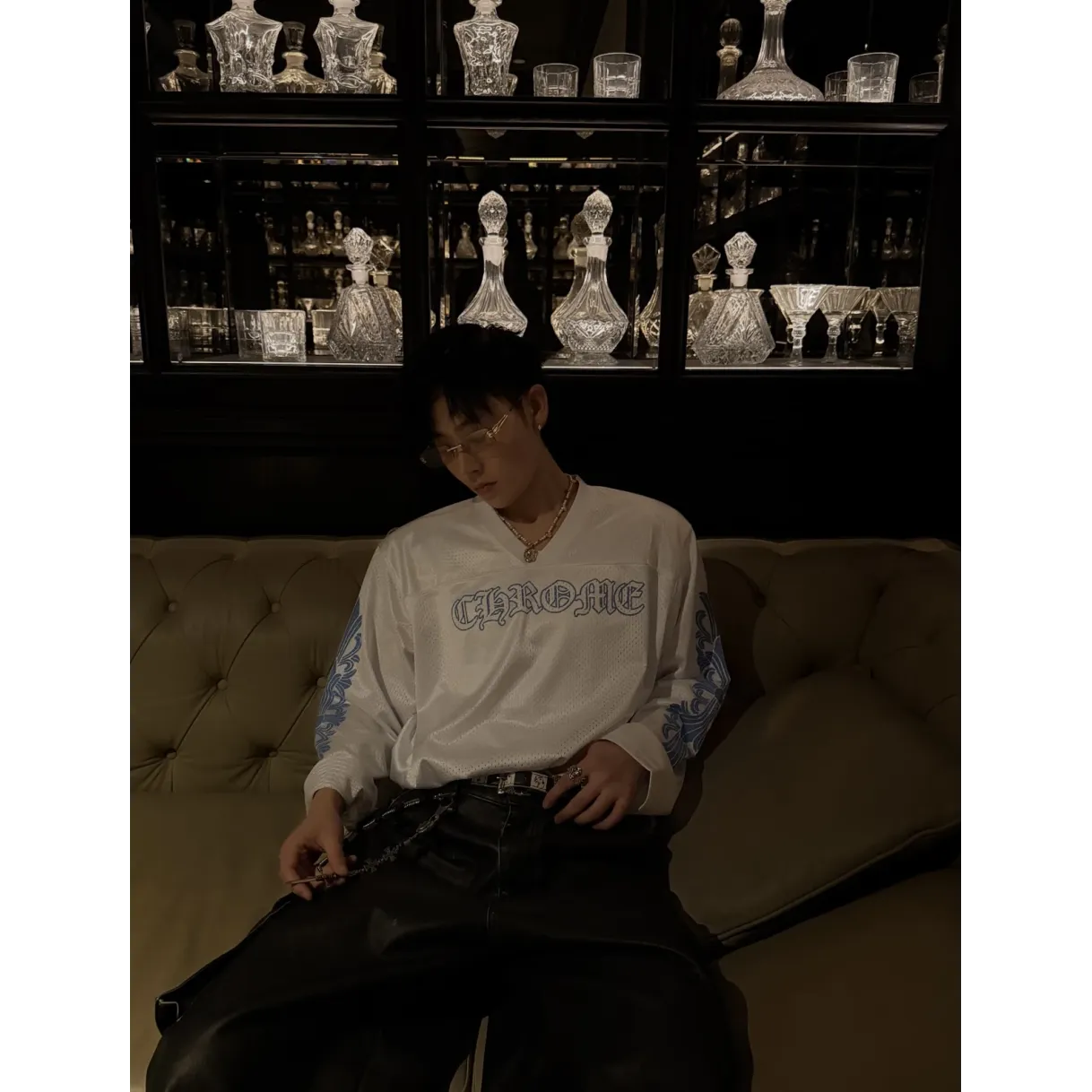 Chrome Hearts Matty Boy Long-Sleeve Mesh Hockey Jersey - White