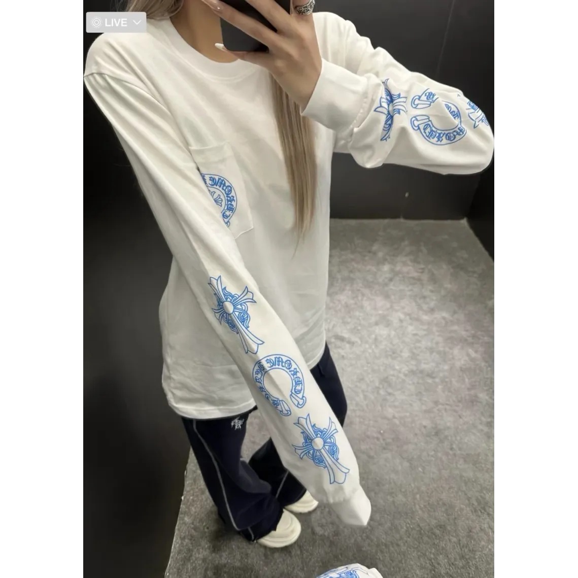 Chrome Hearts Phantom Cross Long-Sleeve T-Shirt - White