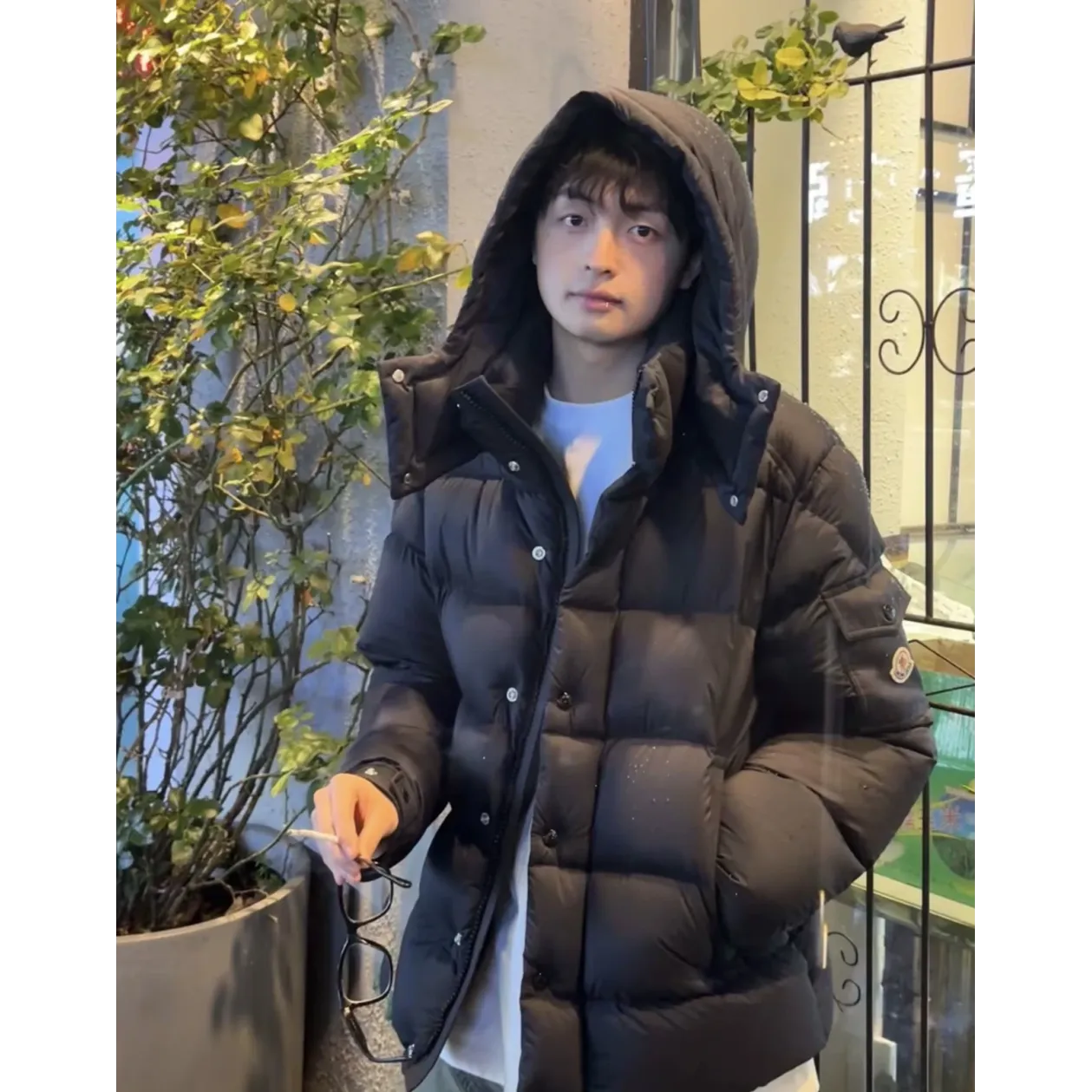 Moncler Maya Matte Cropped Hooded Down Jacket - Black