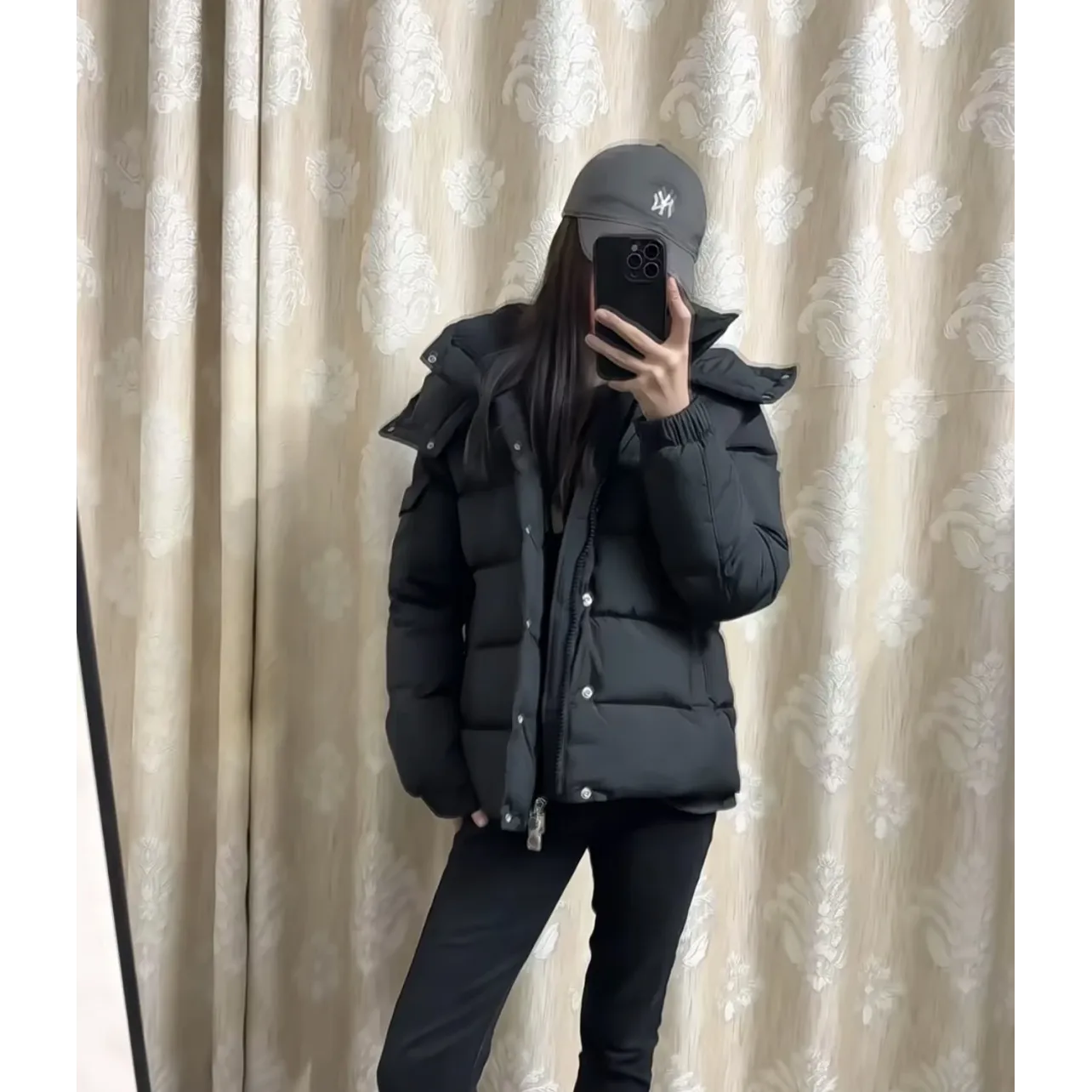 Moncler Maya Matte Cropped Hooded Down Jacket - Black
