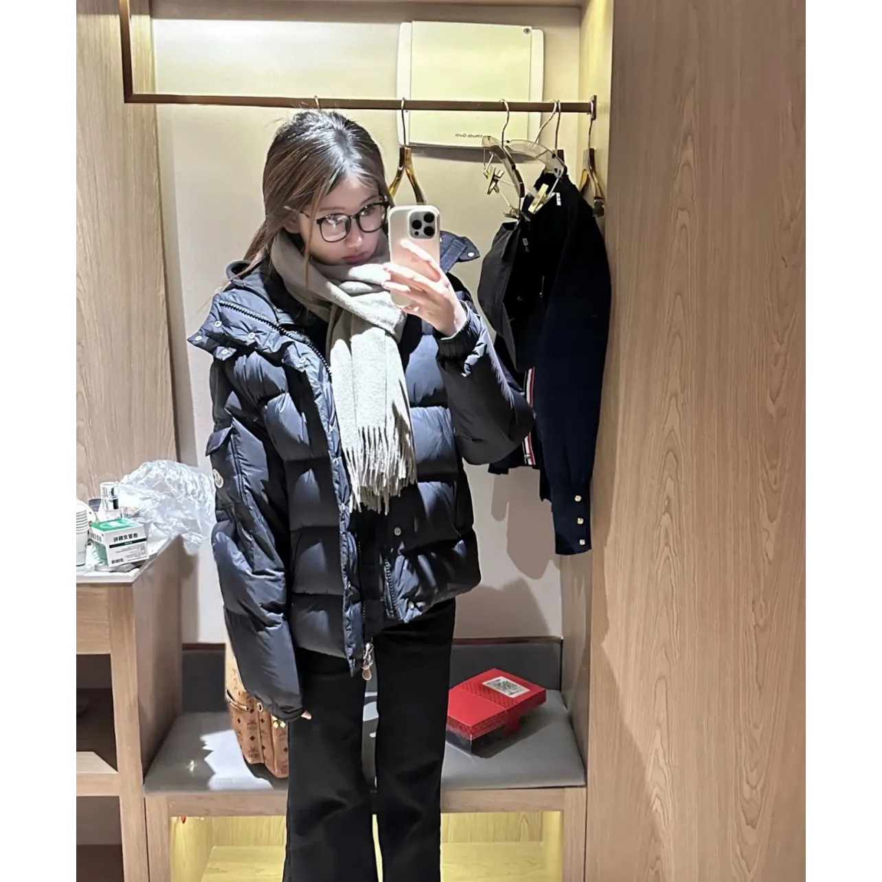 Moncler Maya Matte Cropped Hooded Down Jacket - Black