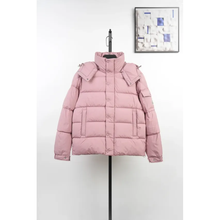 Moncler Maya Matte Cropped Hooded Down Jacket - Pink