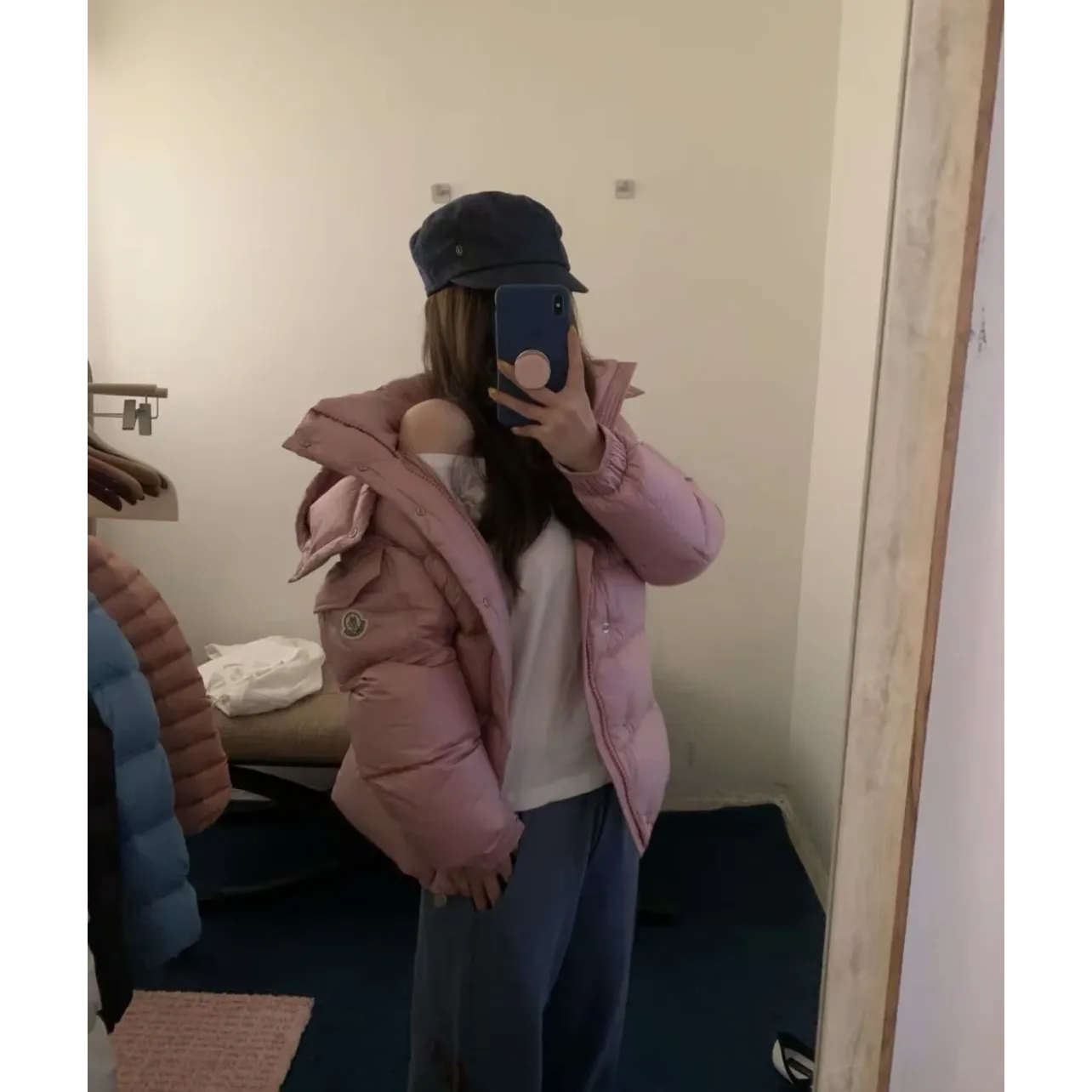 Moncler Maya Matte Cropped Hooded Down Jacket - Pink
