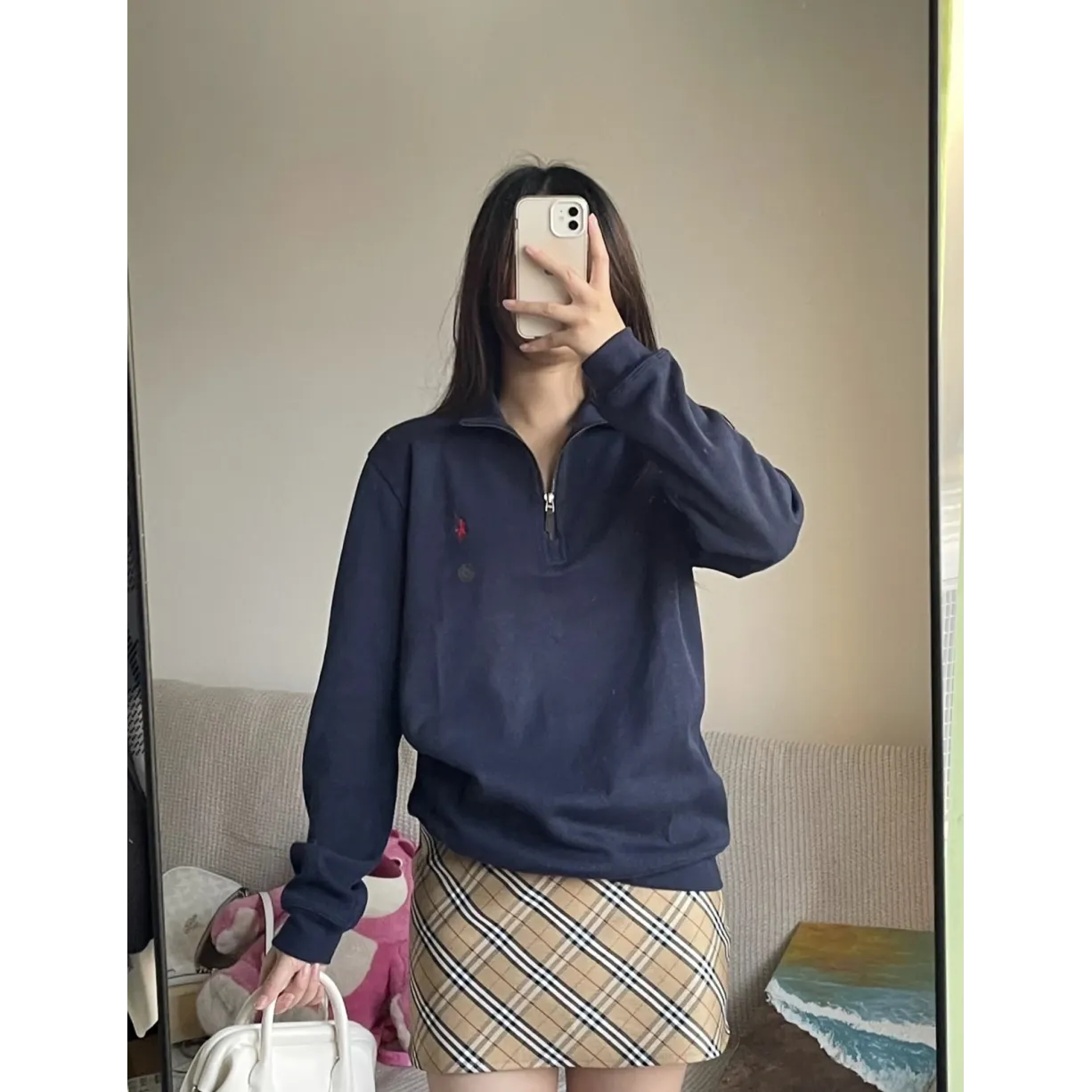 Ralph Lauren Embroidered Pony Half-Zip Sweatshirt - Navy