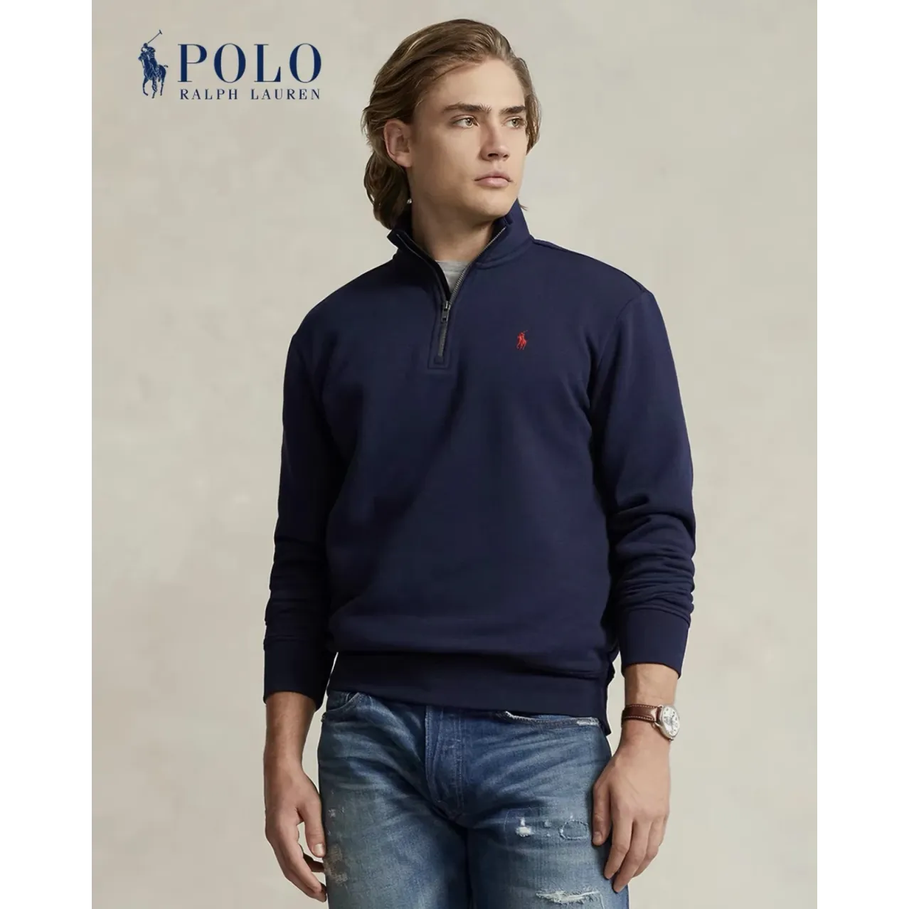 Ralph Lauren Embroidered Pony Half-Zip Sweatshirt - Navy