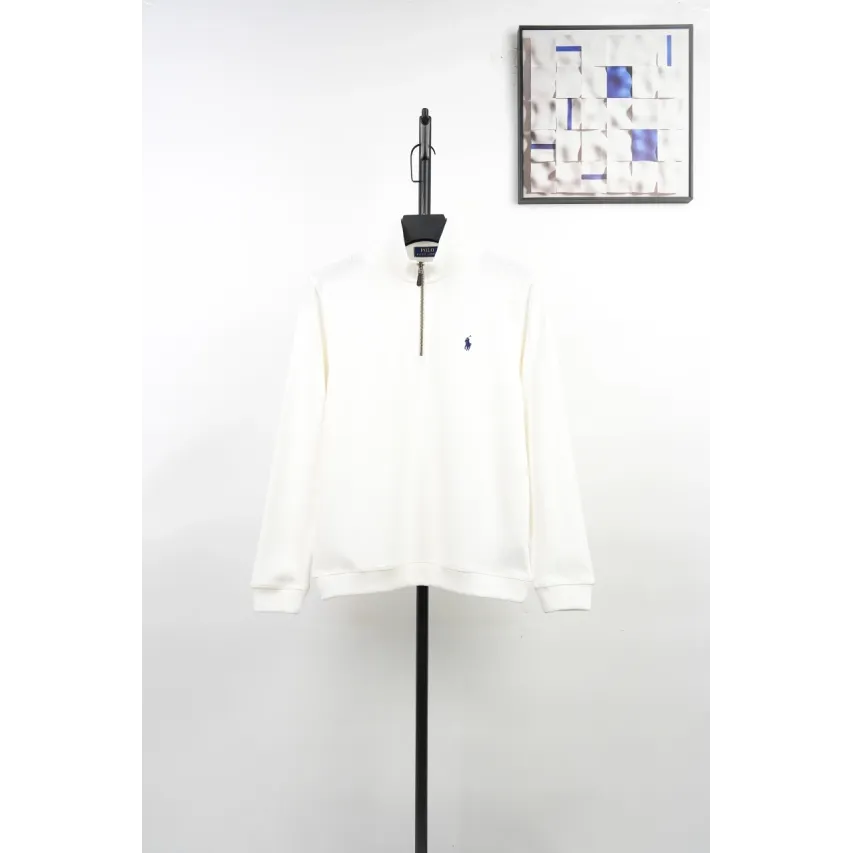 Ralph Lauren Embroidered Pony Half-Zip Sweatshirt - White