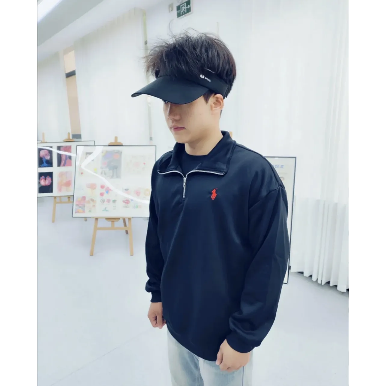Ralph Lauren Embroidered Pony Half-Zip Sweatshirt - Black