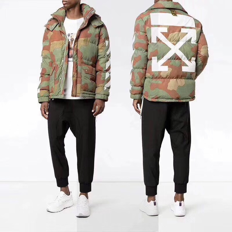 Off-white ow17fw Striped arrow camouflage coat