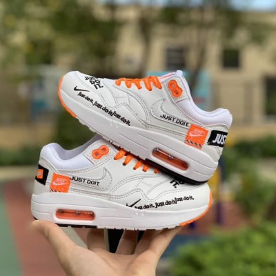 Kids Nike Air Max 1 Lux "Just Do It" White Orange Shoes 917691-100