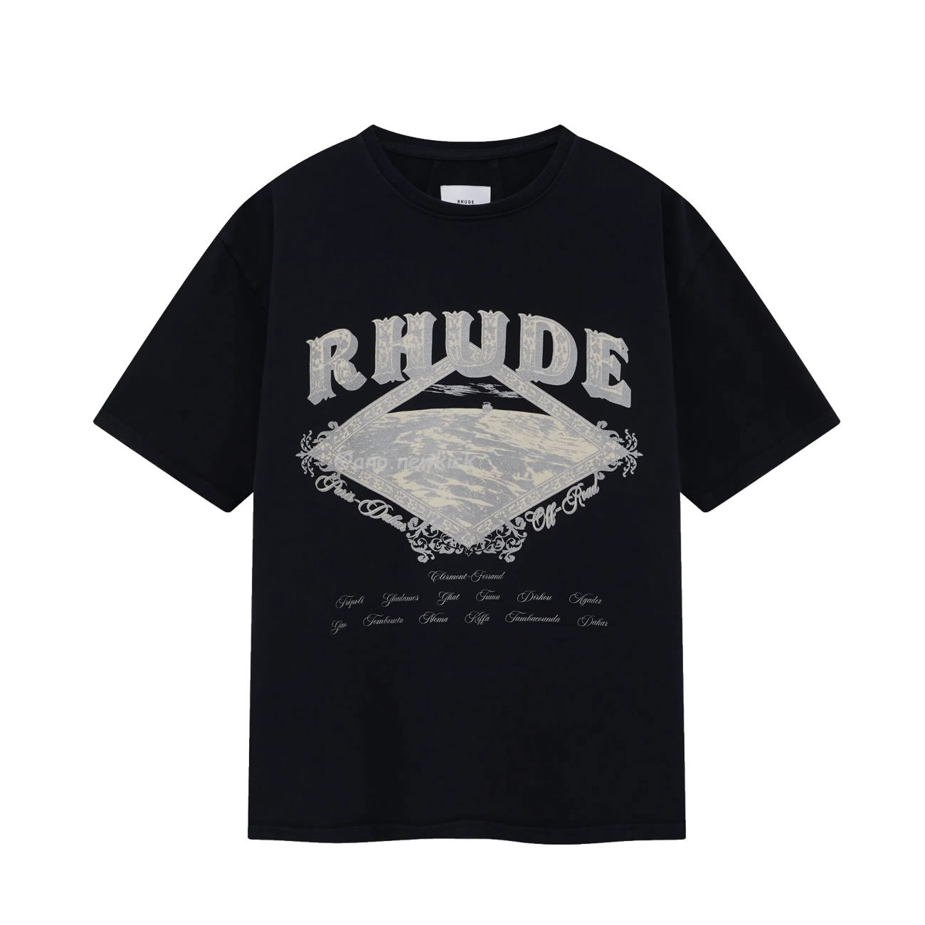 Rhude Dakar Convoy Logo Print Black T Shirt (1) - www.newkick.org