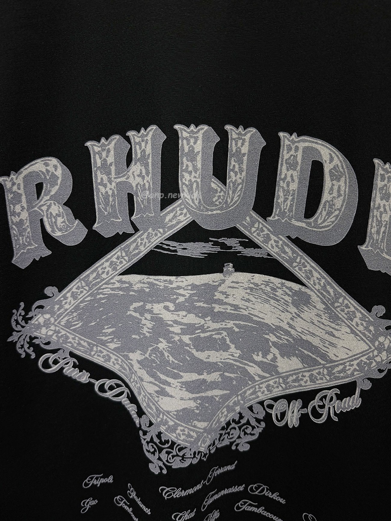 Rhude Dakar Convoy Logo Print Black T Shirt (6) - www.newkick.org