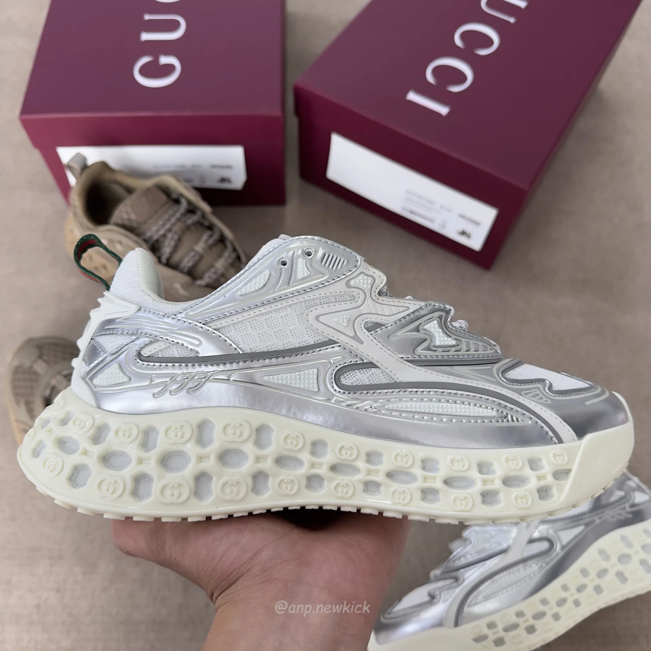 Gucci Cub3d Sneaker Light Grey White Brown Demetra 819709 Faebe 2847 (13) - www.newkick.vip Gucci Cub3d Sneaker Light Grey White Brown Demetra 819709 Faebe 2847 (13) - www.newkick.vip