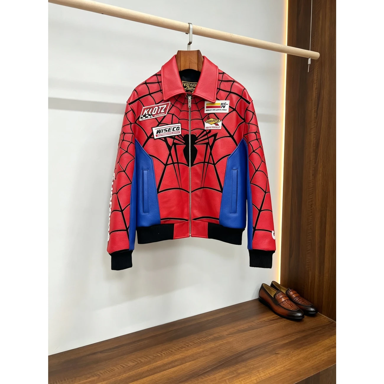 Supreme Vanson Leathers Spider Man Jacket Multicolor Ss26 (5) - www.newkick.org